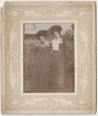 An Old Photograph - Two Ladies - Card Framed - 5 X 6 Inches Approximately