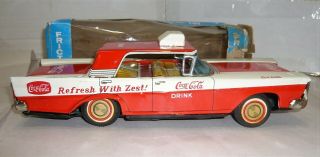 VERY RARE VINTAGE 1960 ' S JAPAN TIN FRICTION COCA - COLA FORD TAXI W/BOX 2
