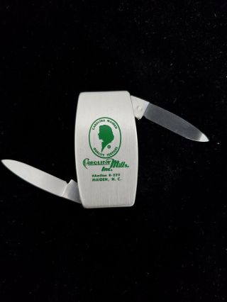 Vintage Zippo Pocket Knife Nail File Advertising Carolina Mills Inc,  Maiden,  Nc