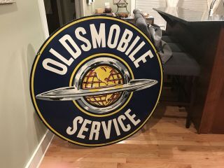 Large 48” Vintage Oldsmobile Double Sided Porcelain Sign