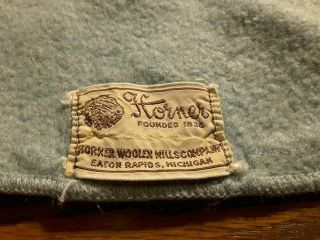 Vintage Horner Woolen Mills Blanket Full Size 75 " X 65 " Light Green Wool