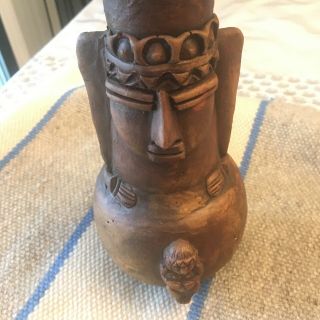 Vintage Mexican Mayan/aztec Folk Art Clay Vase 7.  5 "