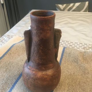 Vintage Mexican Mayan/Aztec Folk Art Clay Vase 7.  5 