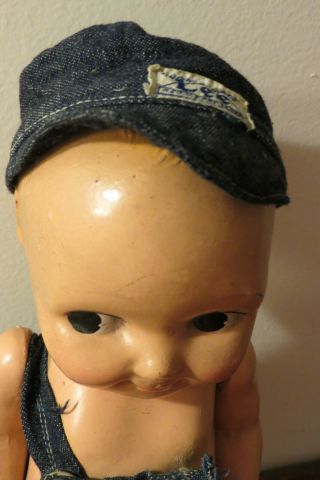 Vintage Buddy Lee Composite Doll Denim Overalls/Hat Union Made in the USA 3