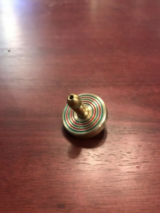 Brass Spinning Top With Ceramic Bearing And Red Green Design (over 6 Min Spin)