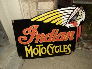 C.  1960s Vintage Indian Motorcycles Sign Kansas Stock Parts Service Sign