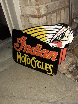 c.  1960s Vintage Indian Motorcycles Sign Kansas Stock Parts Service Sign 3