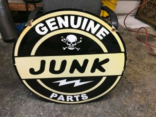 " Junk Parts " Large,  Heavy Double Sided Porcelain Sign,  (30 " Inch)