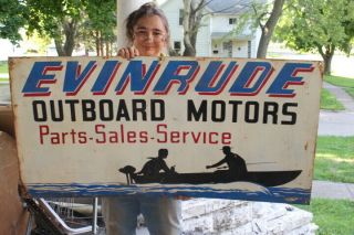 Large Evinrude Outboad Boat Motors Parts Service Fishing Gas Oil 48 " Metal Sign