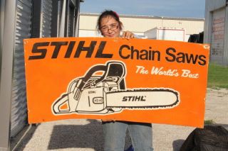 Large Stihl Chainsaws Chain Saw Farm Tool Gas Oil 48 " Metal Sign