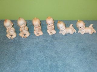 6 Vintage Lefton Bisque Porcelain Kewpie Baby Doll Figurines Japan
