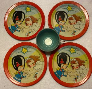 Vintage Childs Tin Dishes From A Tea Set Ohio Art Co.  - 105