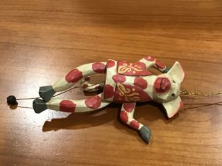 Wooden Pig Pull Toy Ornament