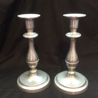 2 Vintage Rwp Wilton Armetale Pewter Candle Stick Holders,  9 Inch Pair