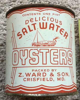 Saltwater Oysters Oyster Tin Can Crisfield Maryland Boat Pint Salt Water
