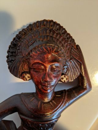 Dancing African Woman Hand Carved Wooden Statue 7 