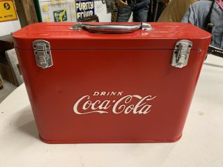 Vintage Rare Coca - Cola Airline Cooler Gas Oil Soda Minty Metal Drink Suitcase