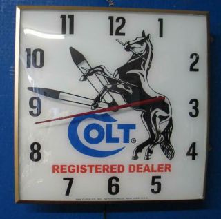 Vintage Pam Lighted Advertising Colt Authorized Dealer Clock