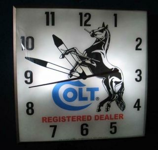 Vintage Pam Lighted Advertising COLT AUTHORIZED DEALER Clock 2
