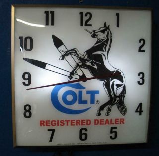 Vintage Pam Lighted Advertising COLT AUTHORIZED DEALER Clock 3