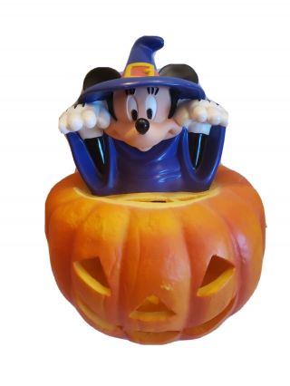 Vtg Disney Halloween Mickey Mouse Sorcerer Pumpkin Jack O Lantern Blow Mold