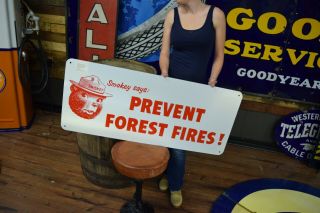 Vintage Smokey The Bear Prevent Forest Fires Sign Doj Made