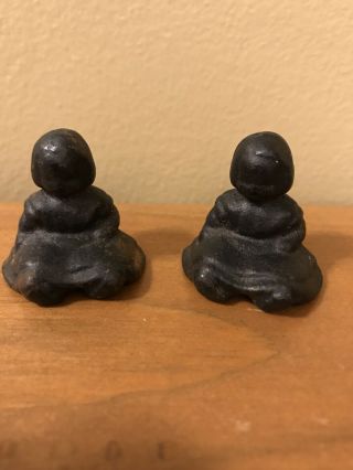 2 - Vintage Cast Iron Amish Like Doll Figures - 1 Inch