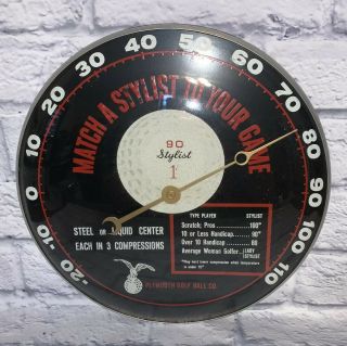 1961 Vintage 12 " Pam Clock Co.  Stylist Golf Glass Face Advertising Thermometer