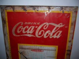 Vintage Large 1930s? Coca Cola Soda Pop Christmas Bottle Metal Advertising Sign 2