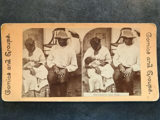 Vintage Stereoview Stereoscopic Card Black Americana Mother Nursing Baby