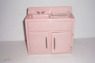 Vintage 1950s Tico Childs Toy Kitchen Sink And Cabinet Pink