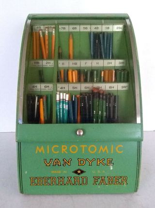 Rare Vintage Eberhard Faber Van Dyke Venus Microtomic Pencil Store Display Case