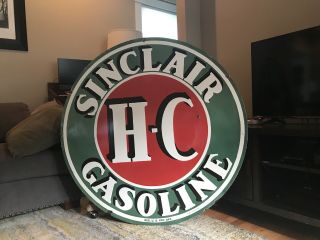 Large Sinclair Gasoline Double Sided Porcelain Sign 48”