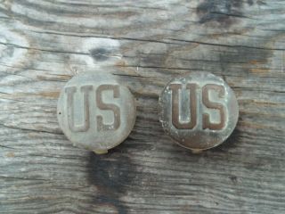 2 Old U.  S.  Military Horse Bridle Rosettes Button Taked Off Tack 1800s