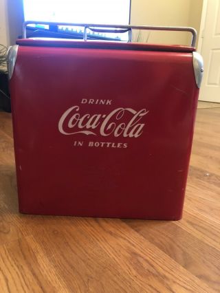 Rare Size Vintage Coca - Cola Ice Chest 1950s Metal Cooler Lid Bottle Opener
