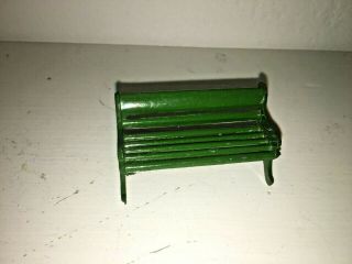 Vintage Miniature J.  Hill & Co.  England Green Painted Metal Park Bench