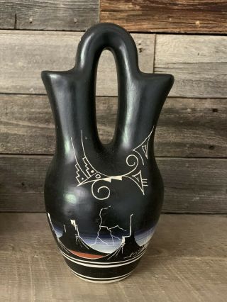Vintage Signed Ute Wedding Vase Handmade Native American Pottery Marilynn Y