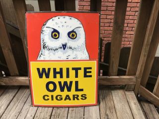 Old White Owl Cigar Porcelain Sign