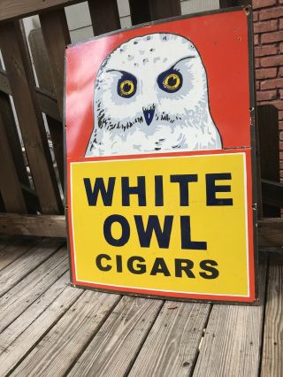 Old White Owl Cigar Porcelain Sign 2