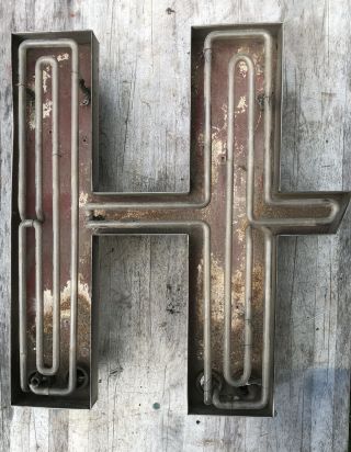 Large Vintage Neon Metal Letter " H " Greenpoint Brooklyn Ny 1920’s (26”h X 23”w)