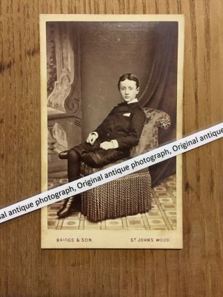 Antique Victorian Photograph Of Young Boy In A Suit Taken In St Johns Wood