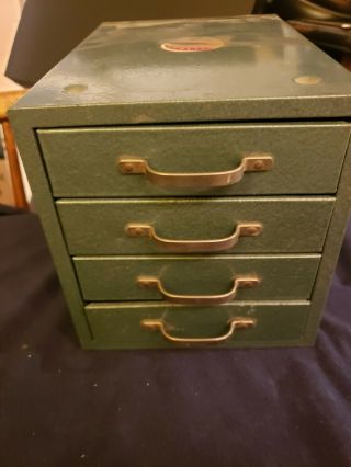 Vintage Wards Master Quality Metal Organizer Small Tool Box With 4 Drawers