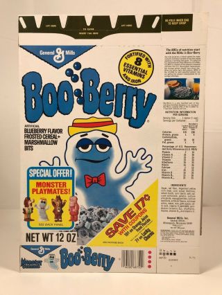 Rare Vintage 1975 General Mills Boo Berry Monster Cereal Box Kids Food Halloween