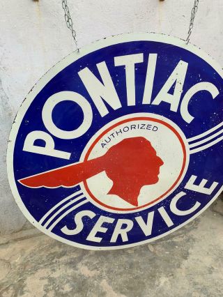 PONTIAC SERVICE LARGE 60 INCHES PORCELAIN ENAMEL SIGN SINGLE SIDE 3