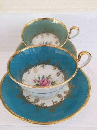 Vintage Aynsley Bone China Two Tea Cups And Saucers