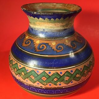 MEXICAN POTTERY VASE HAND CRAFTED AND PAINTED 6 