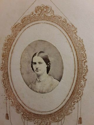 Civil War Era Cdv Lovely Woman Idd Buchlyn Fancy Printed Frame - London Ct
