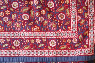 Vtg Williams Sonoma Blue Red French Country Rectangle Cotton Tablecloth 70 " 90 "