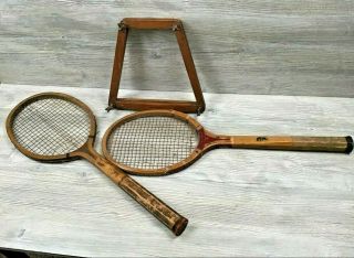 Vintage Wright & Ditson George Lott Contender Tennis Racket Racquet W/press
