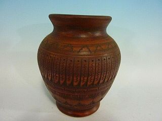 Estate Signed Jason M Native American Navajo Horsehair Pottery Flared Vase